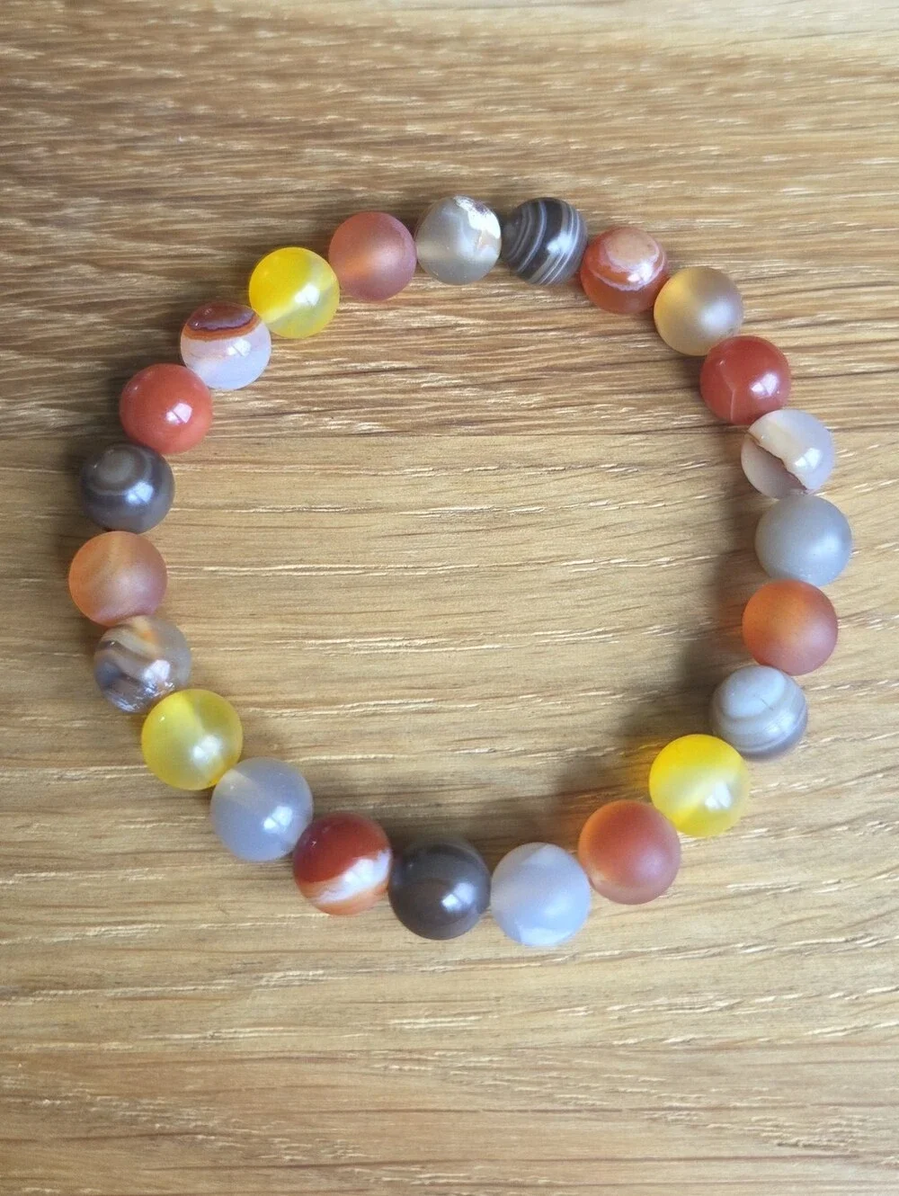 Carnelian & Agate Beaded Stretch Beaded Bracelet | Handmade